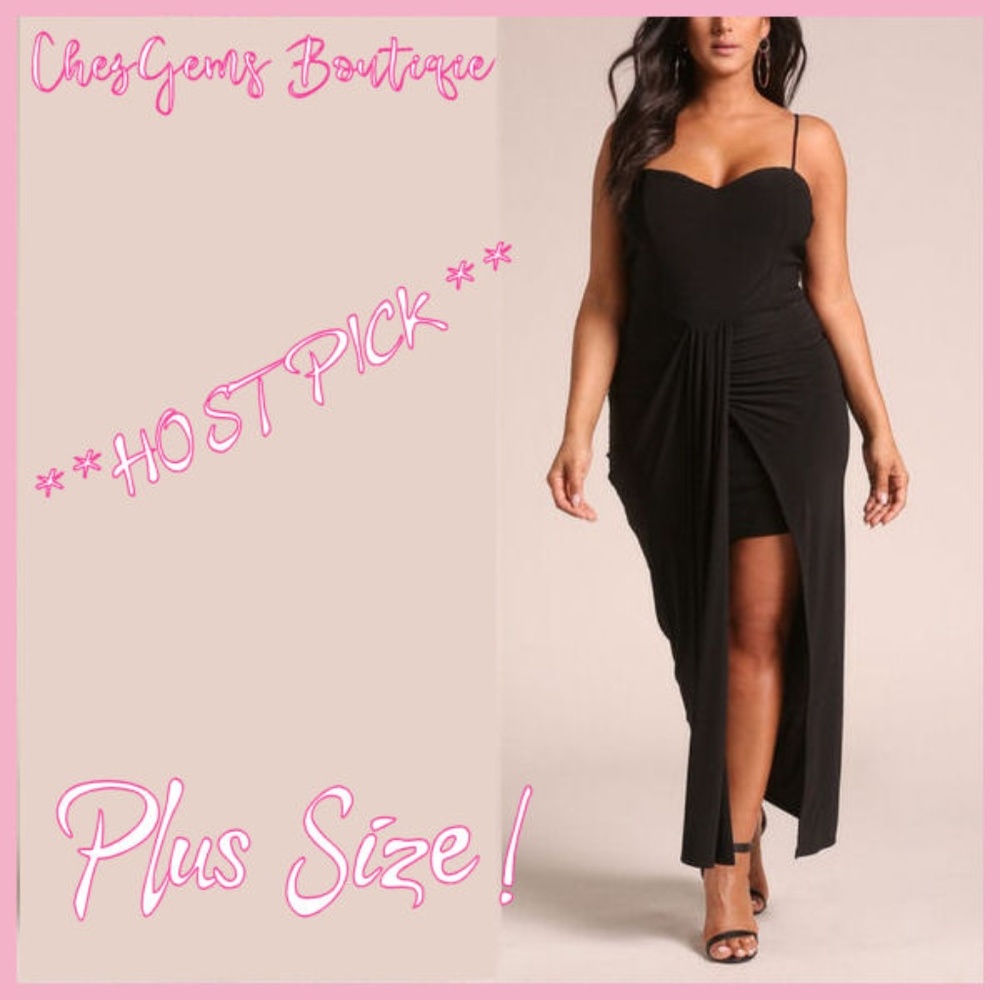 SALE ! NWT PLUS Black Evening Dress W/ CAPE 1X 3X